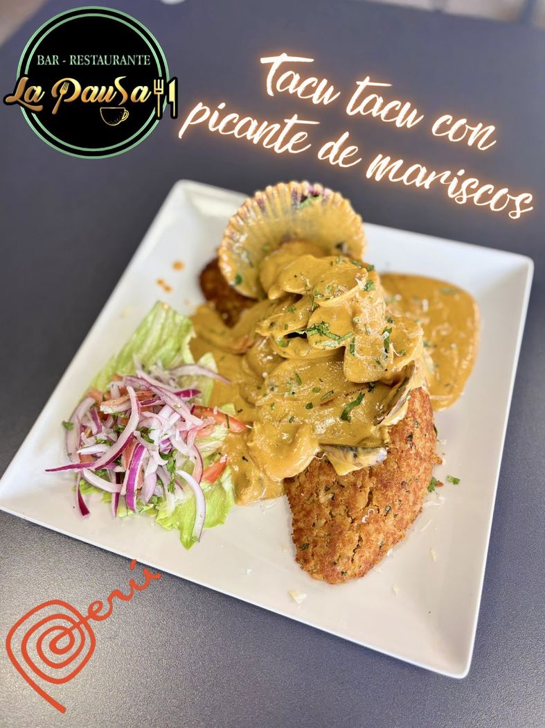 Tacu tacu picante de mariscos, un plato tradicional peruano